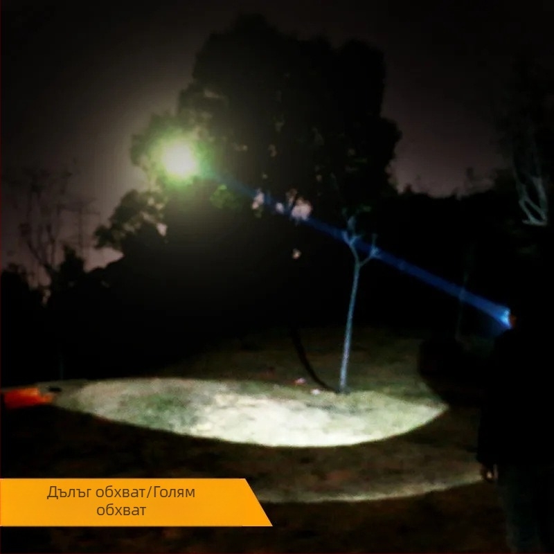 LED челник за къмпинг и работа - презареждаем, 1800mAh батерия, 1W LED, ръчно зареждане, обхват 100-200 m