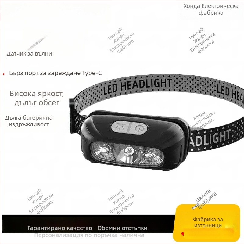 LED Headlamp за глава, презареждаем, 1.5W, 500 mAh, обхват 100–200 m, за къмпинг, риболов и авто ремонти