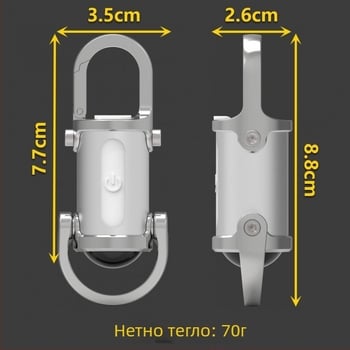 COB ключодържател мини работна лампа със силен магнит USB презареждаема алуминиева сплав, 1200lm, 1000mAh, 60 мин заряд, 150° лъч, модел JELS-H