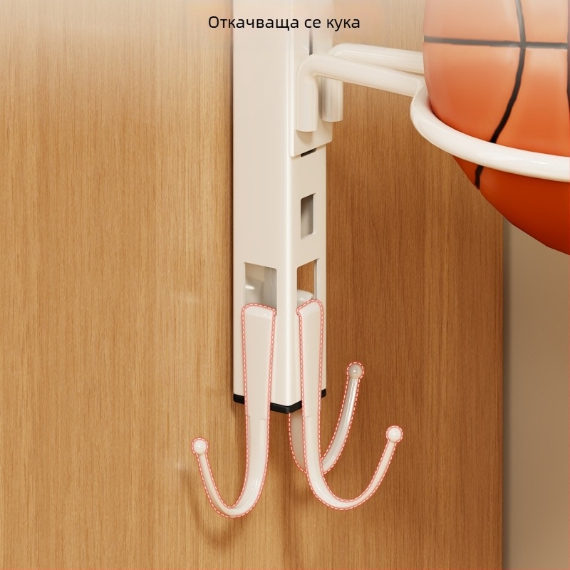 Стенно държач за топки без пирони, близо до шкафа – многоетажна поставка за баскетбол, волейбол и футбол (Материал: ковано желязо; Марка: Qin qi; Тегло: 1; Категория: държач за топки)