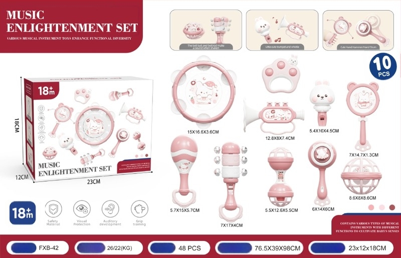 Le zai Ръчно държан тамбурин – пластмасово бебешко барабанче, обучителна играчка за ранно развитие, комфорт за бебето, опаковка в кутия, 3C пластмасова играчка