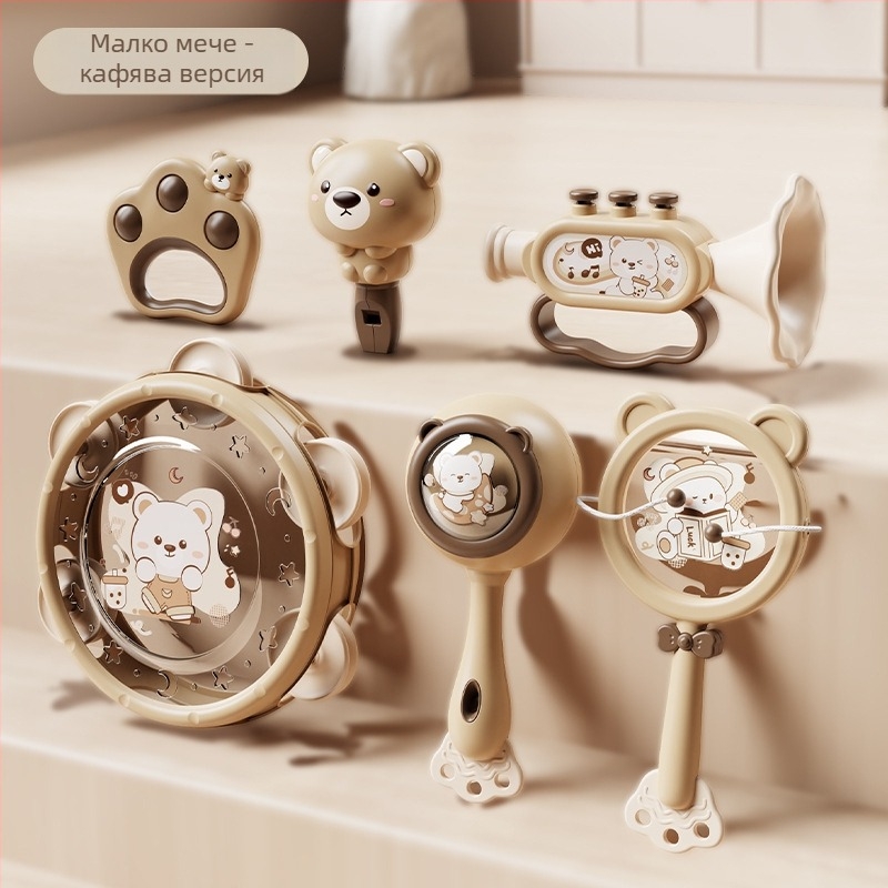 Le zai Ръчно държан тамбурин – пластмасово бебешко барабанче, обучителна играчка за ранно развитие, комфорт за бебето, опаковка в кутия, 3C пластмасова играчка