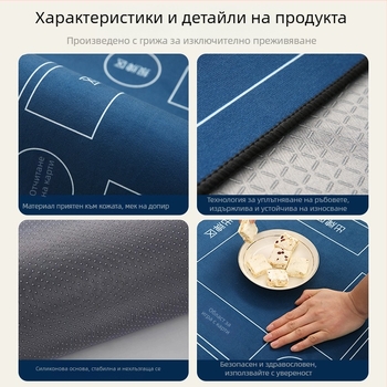 Покривка за маса за Тексас Холдем с противохлъзваща повърхност и звукоизолация; смесен материал, квадратна форма, модел решетка, висока термоустойчивост