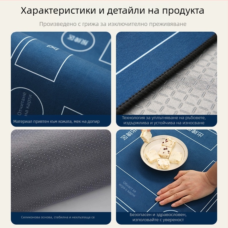 Покривка за маса за Тексас Холдем с противохлъзваща повърхност и звукоизолация; смесен материал, квадратна форма, модел решетка, висока термоустойчивост