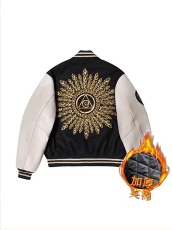 PU кожено бомбър яке със стояща яка, еднобортно закопчаване, свободна кройка, бродерия