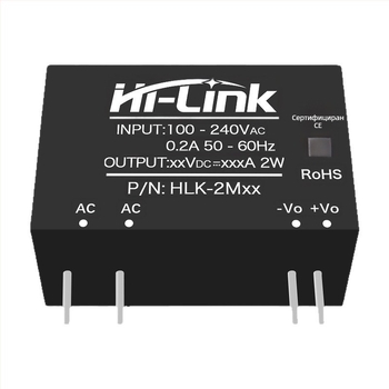AC-DC модул за захранване 2W серия, вход 220V AC, изход DC 3.3/5/9/12/15/24V, едноканален изход, стъпков понижаващ регулатор