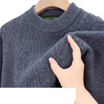 Кашмирен пуловер — жакардово плетиво, дебелено, дълъг ръкав, 95% кашмир, зима 2025