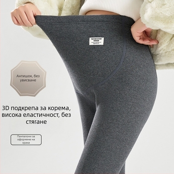 Бременски леггинси с поларена подплата, 95% памук, абдоминална поддръжка, пълна дължина за пролет, есен и зима.