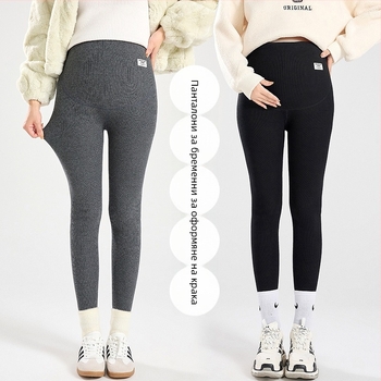 Бременски леггинси с поларена подплата, 95% памук, абдоминална поддръжка, пълна дължина за пролет, есен и зима.