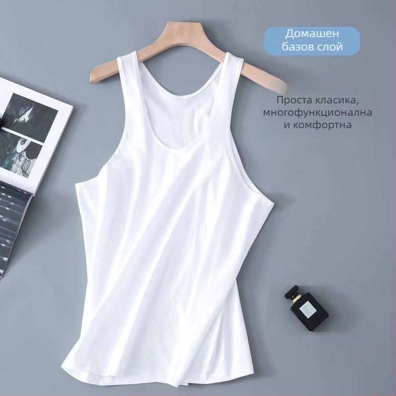 Мъжки памучен потник с къс ръкав, стегнато прилепване, памук 96%+, модел с рекламно лого и пайети, лято 2023