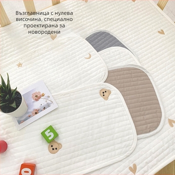 Бебешка възглавничка за плосък глава, корейски стил, квилтирана, 100% памук, пълнител Kapok, 100%, височина 1-5 cm, правоъгълна форма