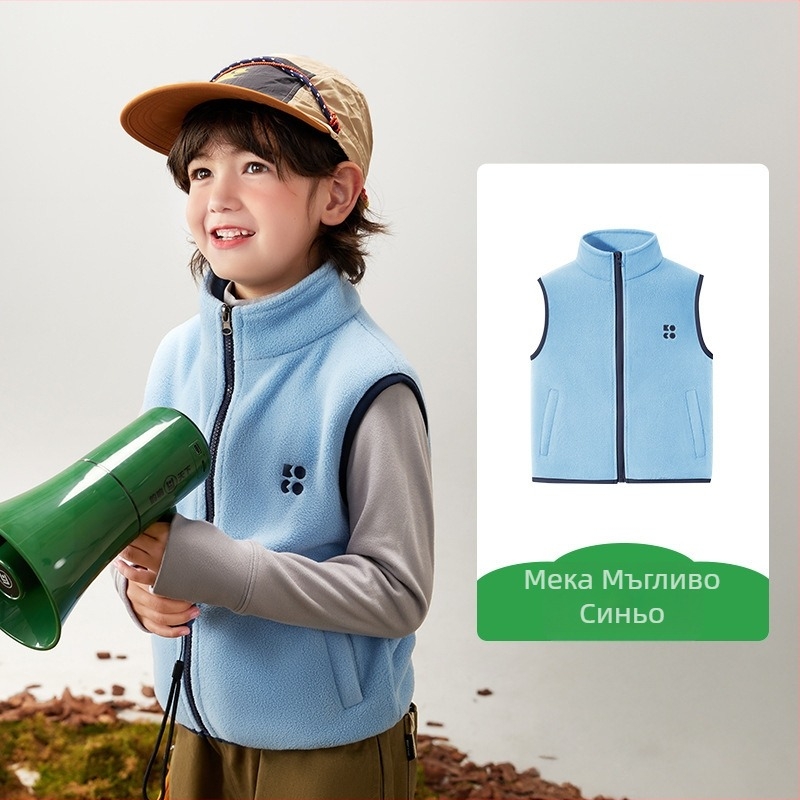 Детска жилетка, унисекс, 100% полиестер, цип, без подплата, зима 2025