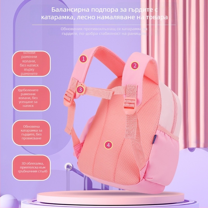 Детска раница за момичета от Oxford плат, ултралека, дишаща, водонепроницаема и с защита за гръб