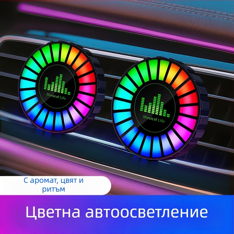 Sinok автомобилна LED ритъм лампа с гласово управление и ароматерапия, 3D музикална лампа за настроение, 12W 5V, модел CD, общо предназначение