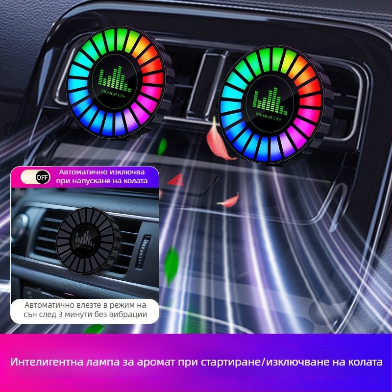 Sinok автомобилна LED ритъм лампа с гласово управление и ароматерапия, 3D музикална лампа за настроение, 12W 5V, модел CD, общо предназначение