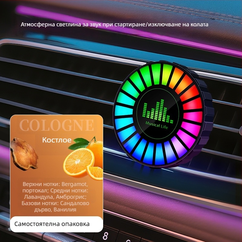 Sinok автомобилна LED ритъм лампа с гласово управление и ароматерапия, 3D музикална лампа за настроение, 12W 5V, модел CD, общо предназначение