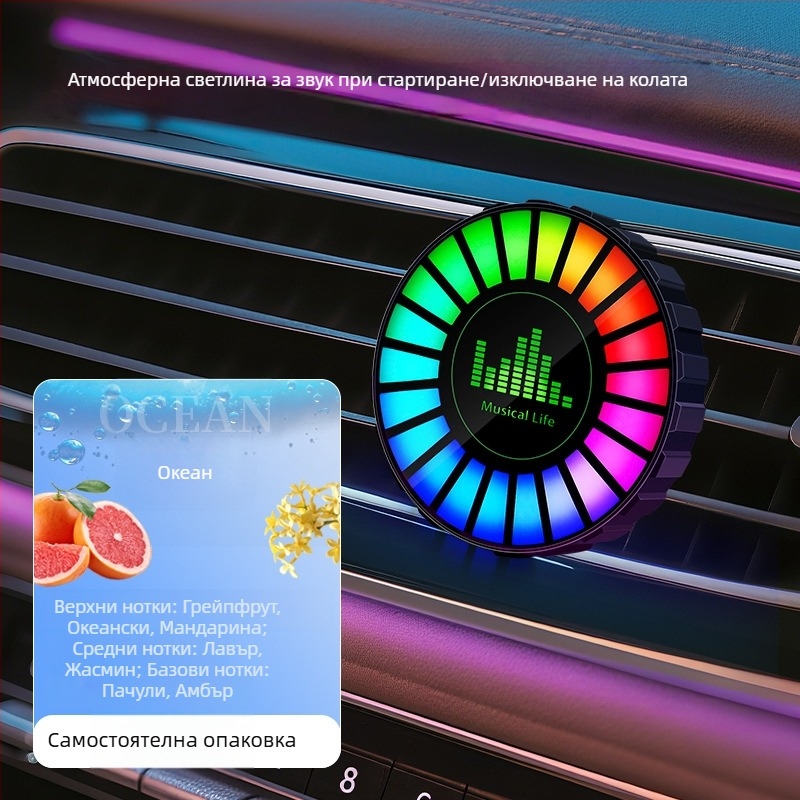 Sinok автомобилна LED ритъм лампа с гласово управление и ароматерапия, 3D музикална лампа за настроение, 12W 5V, модел CD, общо предназначение