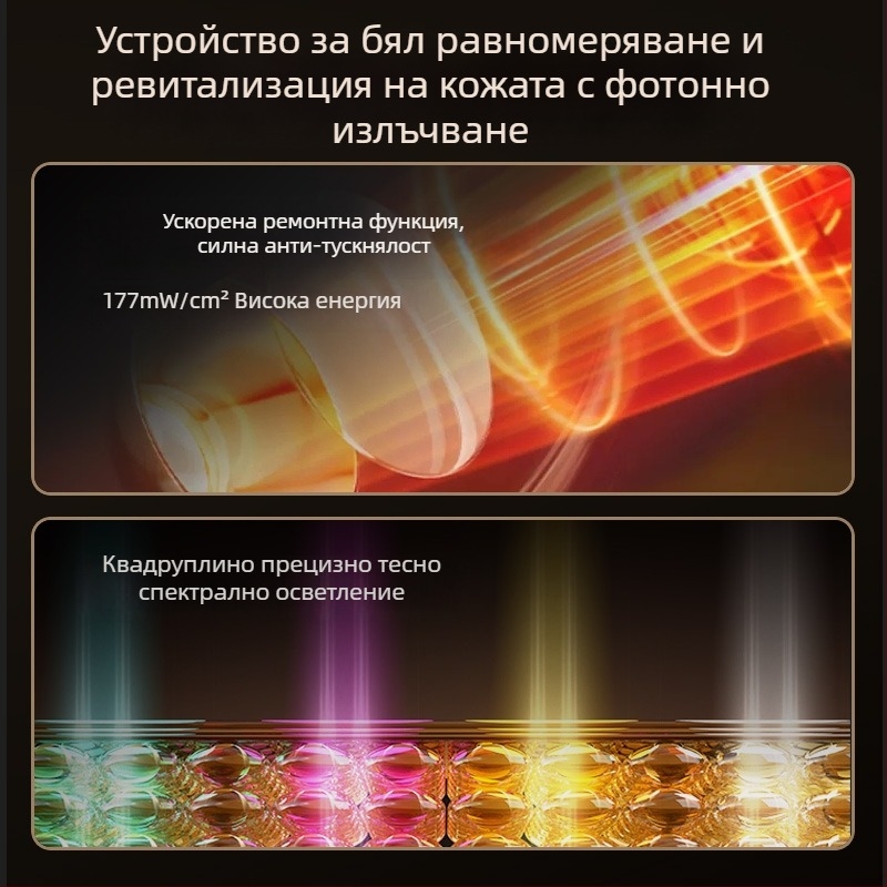 LED лицево светлинно терапевтично устройство (синя и червена светлина) за домашна употреба, преносимо, с батерия 2000–4000mAh, IPX4 водоустойчиво, избелване на кожата и подмладяване