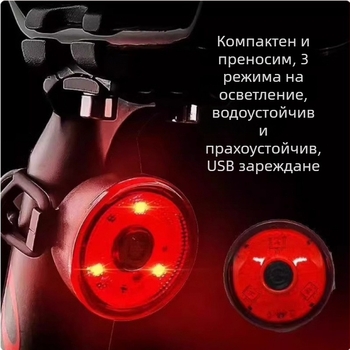 Велосипедно задно светло – креативен дизайн, зареждащо, за планински и шосейни велосипеди