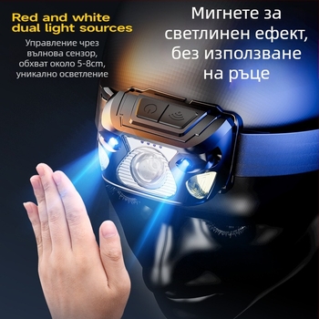 LED сензорна челна лампа с дълъг живот на батерията, USB зареждане, 5W LED, 800 mAh батерия, подходяща за риболов, туризъм и нощно каране на велосипед