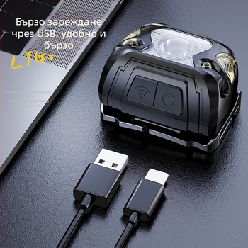 LED сензорна челна лампа с дълъг живот на батерията, USB зареждане, 5W LED, 800 mAh батерия, подходяща за риболов, туризъм и нощно каране на велосипед