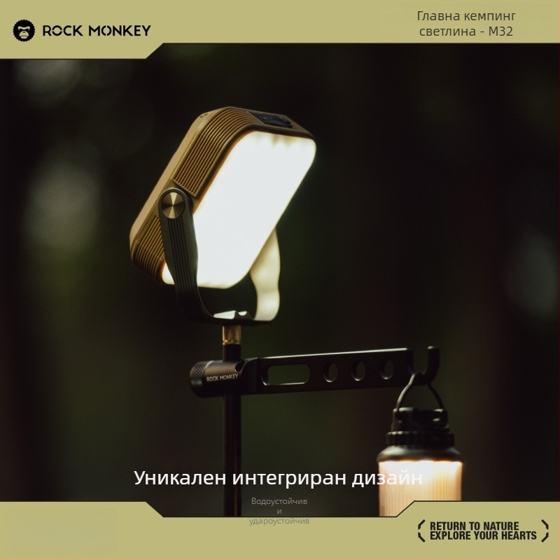 Къмпинг лампа ROCK MONKEY, 20000mAh, магнитна работна лампа, зареждаема, лампа с нажежаема жичка, размери 103×122×37 мм