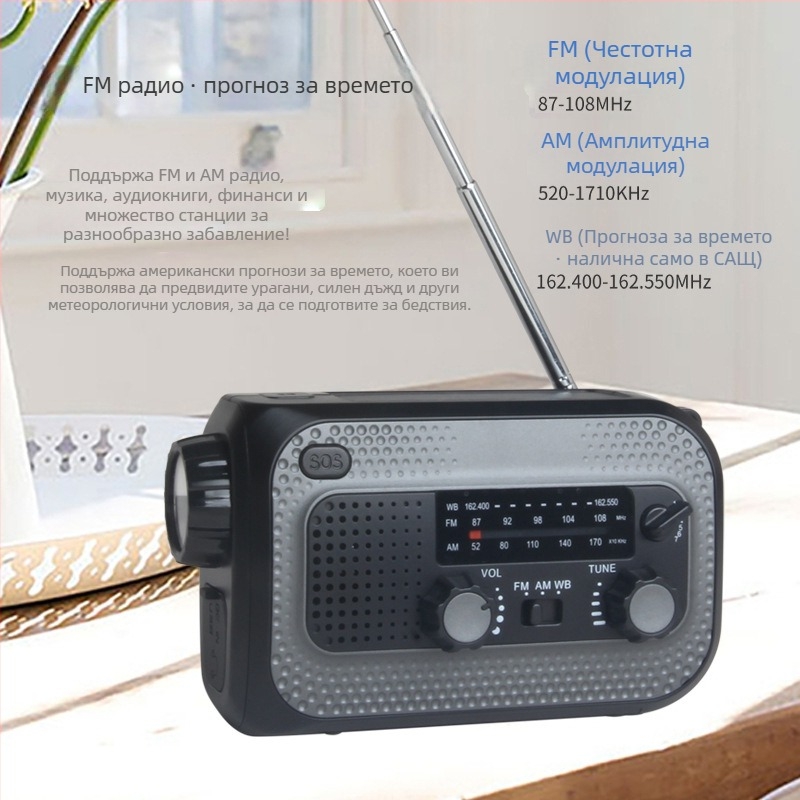 Външна аварийна многофункционална LED лампа с 3W светлинен източник, акумулатор 4000 мАч, IP65, обхват 50–100 м