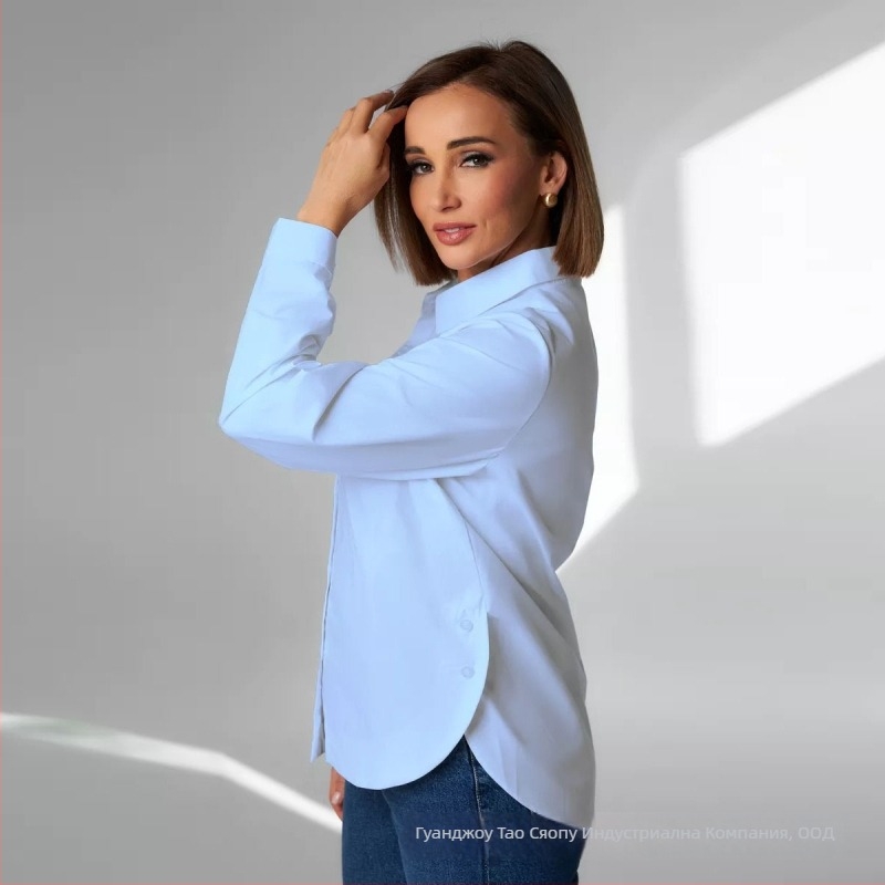 Риза, Slim Fit, 80–90% памук и под 30% полиамид, Стойка яка, Дълги ръкави, Три копчета, Лято 2024