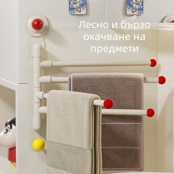 Стенна въртяща се закачалка за кърпи от неръждаема стомана с вакуумни щипки, без пробиване