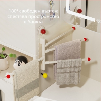Стенна въртяща се закачалка за кърпи от неръждаема стомана с вакуумни щипки, без пробиване