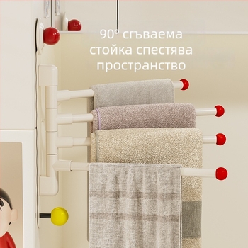 Стенна въртяща се закачалка за кърпи от неръждаема стомана с вакуумни щипки, без пробиване