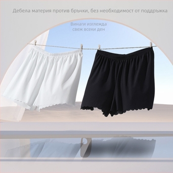 Дамски безопасни панталони за лято – найлонова плетка, средна талия, едноцветен модел, антиекспозиция