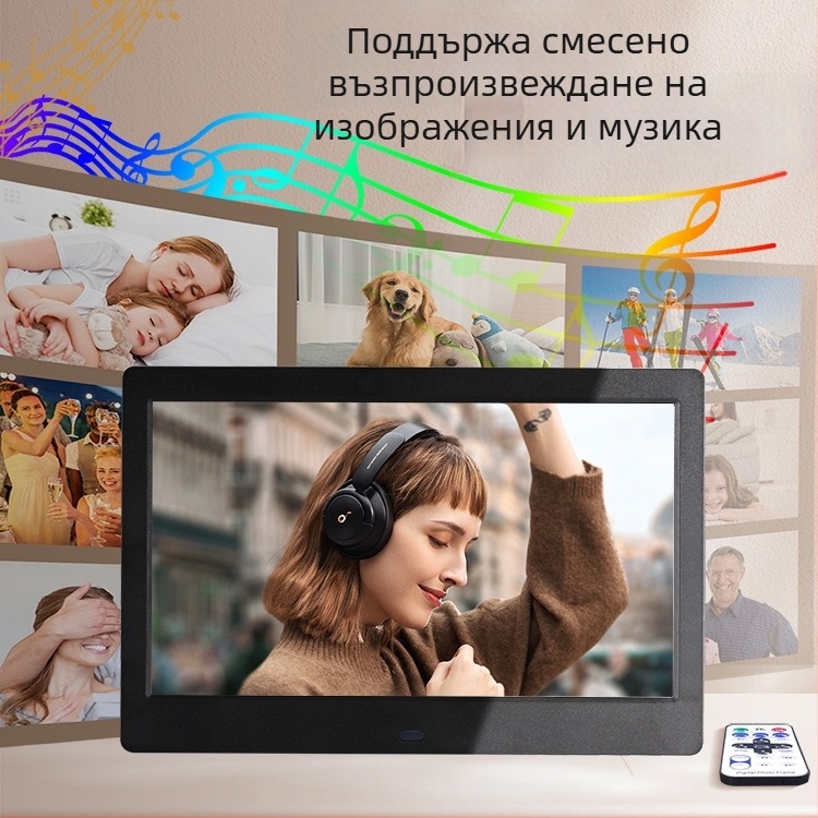 Цифрова фоторамка за реклама – 1024×600, HD LED LCD, поддържа музика и видеоклипове, SD/USB/TF, 16:9