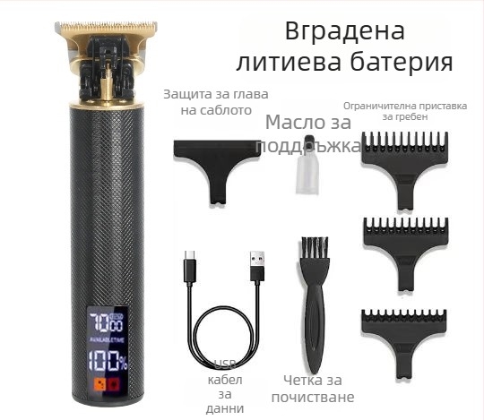 Електрическа подстригваща машинка за коса, безжична, с четков мотор и нож от неръждаема стомана, вградена батерия 800–1000 mAh, работа 1–3 ч, подходяща за домашни любимци
