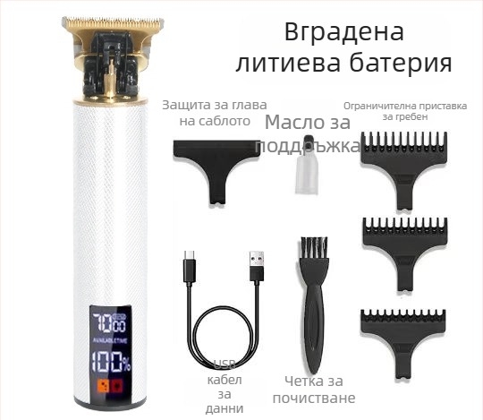 Електрическа подстригваща машинка за коса, безжична, с четков мотор и нож от неръждаема стомана, вградена батерия 800–1000 mAh, работа 1–3 ч, подходяща за домашни любимци