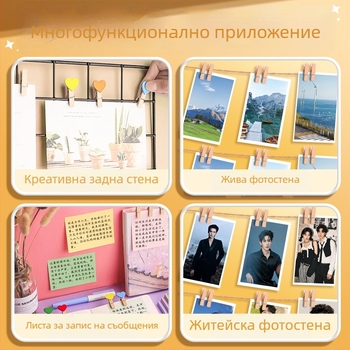 Дървени фотоклипчета, правоъгълна форма, комплект от 100 броя, с конопени етикети