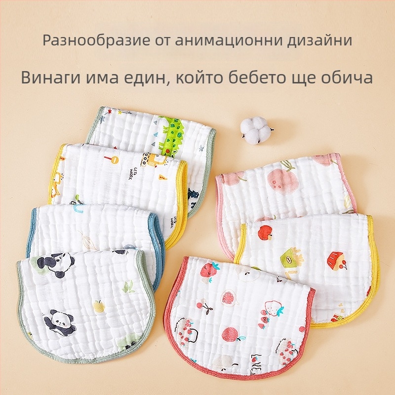 Бебешка възглавничка – чист памук, дишаща, попиваща изпотяване, карикатурен стил, подходяща за новородени до 12 месеца