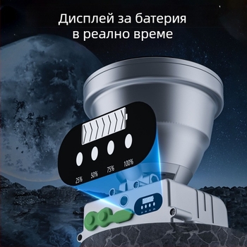 LED външна челна лампа с алуминиева сплав, батерийно захранване, капацитет на батерията 6000, мощност 100, LED източник на светлина, обхват 200–500 м