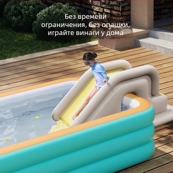 Надуваема пързалка за басейн – антипреобръщане, PVC, марка Mumu Fish, модел Inflatable Slide, предназначена за забавления на място и водни спортове