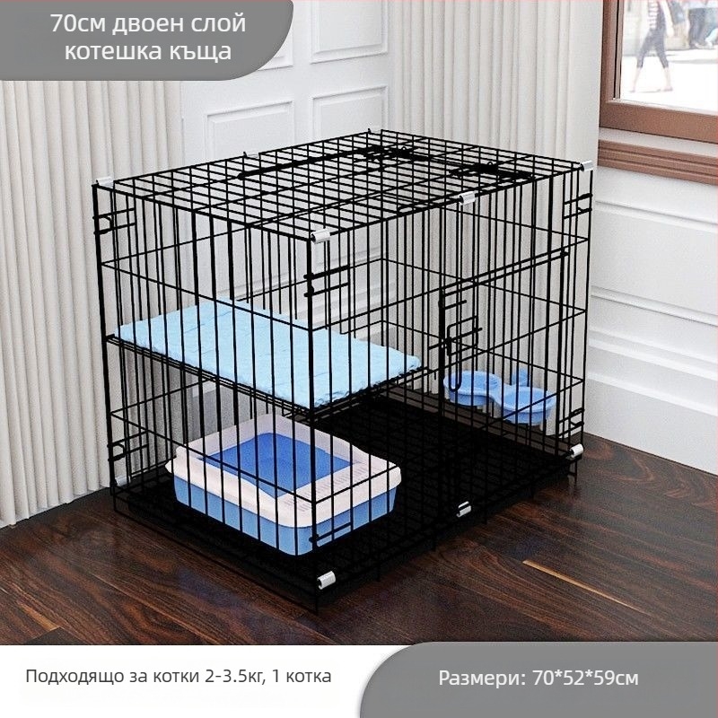 Сгъваема многопластова котешка клетка от неръждаема стомана за вътрешна употреба без монтаж