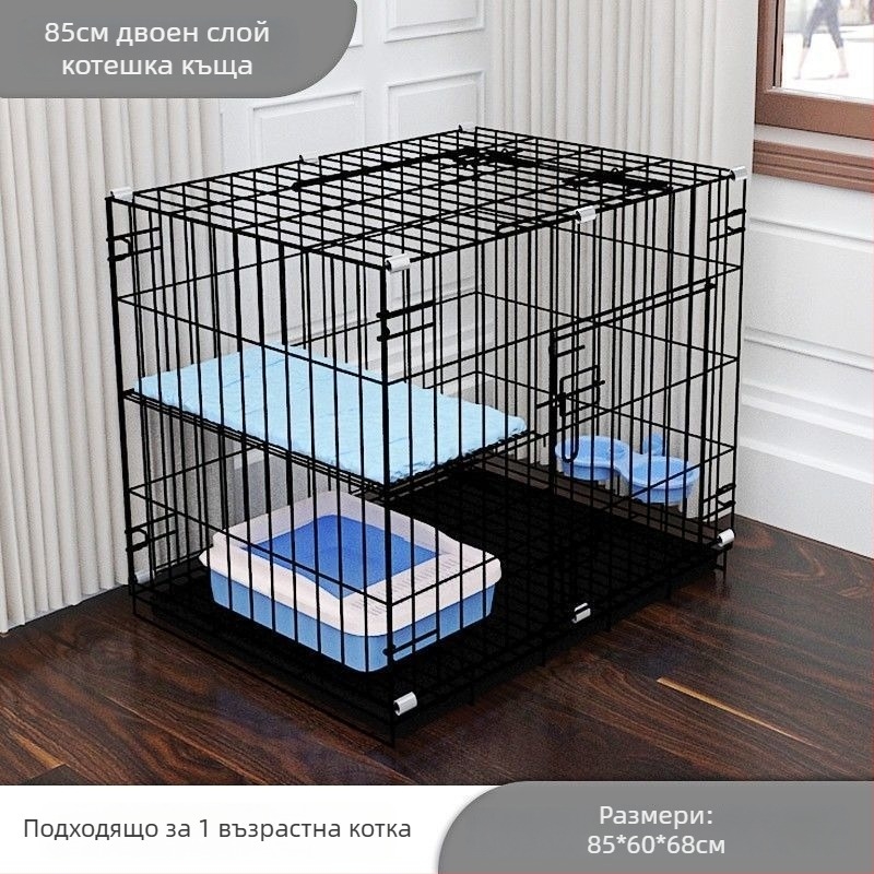 Сгъваема многопластова котешка клетка от неръждаема стомана за вътрешна употреба без монтаж