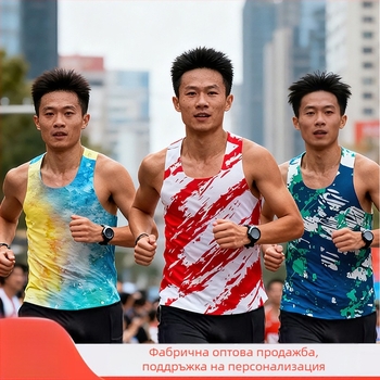 Унисекс потник за бягане със смес от полиестер 90% и химическо влакно, бързосъхнеща и дишаща материя, безшевна лента, подходящ за всички сезони