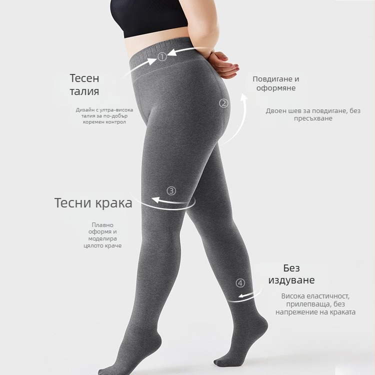 Дамски термални леггинси от памук, пролет–есен, дебели и топли, висока еластичност, 50–70% полиестер, 30–50% памук