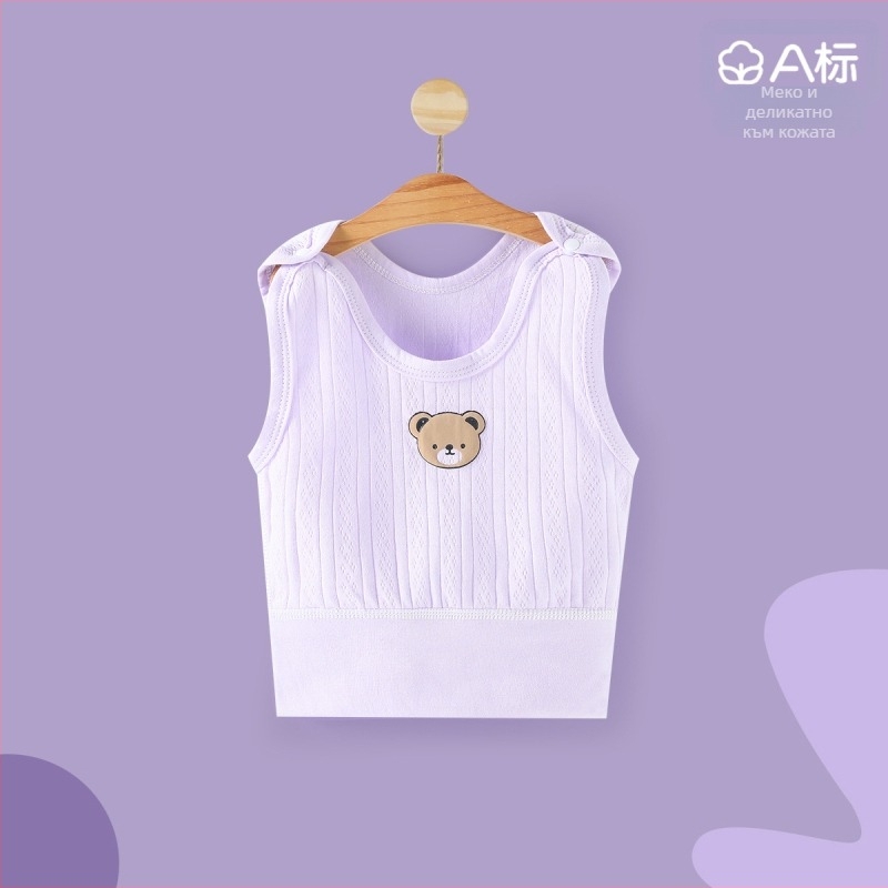 Памучна плетена безръкавна жилетка за новородени, с презрамки и катарами, 100% памук, мека обработка