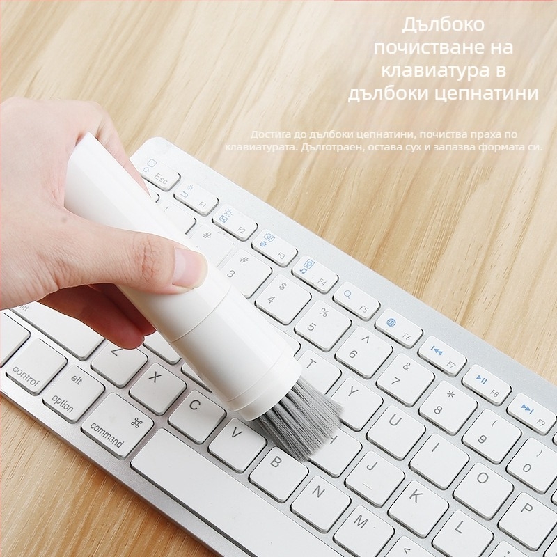 SYT-05 шест-в-едно почистваща писалка за слушалки — универсален инструмент за почистване на AirPods, телефони и клавиатури; пластмасов корпус; тегло 42 g; лазерно гравиран логотип