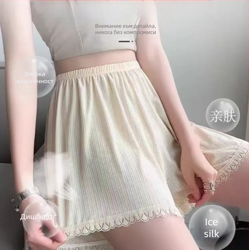 Дамски Ice-Silk шорти за безопасност – свободен силует, средна талия, антипрозрачни, полиестерен трикотаж