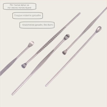 Комплект инструменти за почистване на уши, неръждаема стомана, матова повърхност, унисекс, код Yf2436(7)