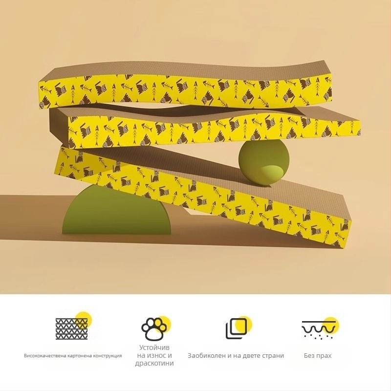 Mahaqu котешка драскаща дъска – удебелена, износоустойчива за заточване на нокти, купообразна играчка за котки от гофрирана хартия, сладък стил