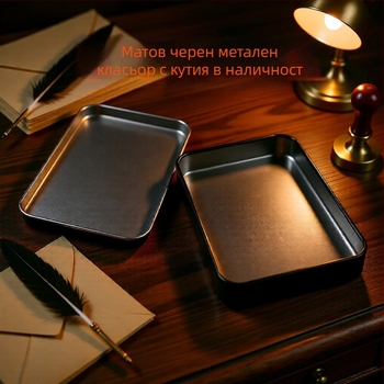 Квадратно метално кутие с прозорец за опаковка на инструменти за нокти, офсетен печат