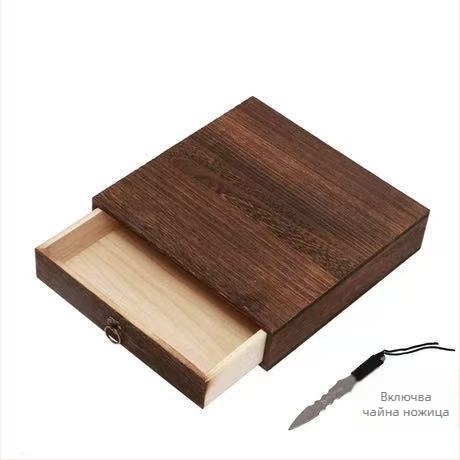 Дървена кутия за чай с издърпваща се многопластова тава за чай, 18 л капацитет, модел 121, комплект от 12 бр.